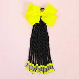 Passion Twist Kids Ponytail With Beads Braids Hair Extension Detachable Synthetic Curly Hairpieces With Bows Protective Easy Hairstyle For Girls Toddlers Children Gift