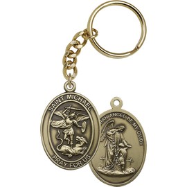 DiamondJewelryNY Antique Gold St. Michael The Archangel Keychain