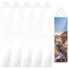 PAVIKE Bookmark Sleeves [10 Pieces] Transparent Bookmark Cover Bookmark Set Bookmark Cover with Hole Bookmark Cover Christmas Valentine Wedding Graduation Party Gift Labels
