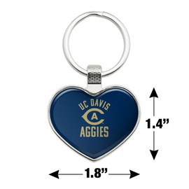 UC Davis Aggies Logo Keychain Heart Love Metal Key Chain Ring