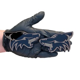 UsaStandard Coyote Badges Emblem Gray on Black , 2 Badges, Fender Angry Aggressive Racing