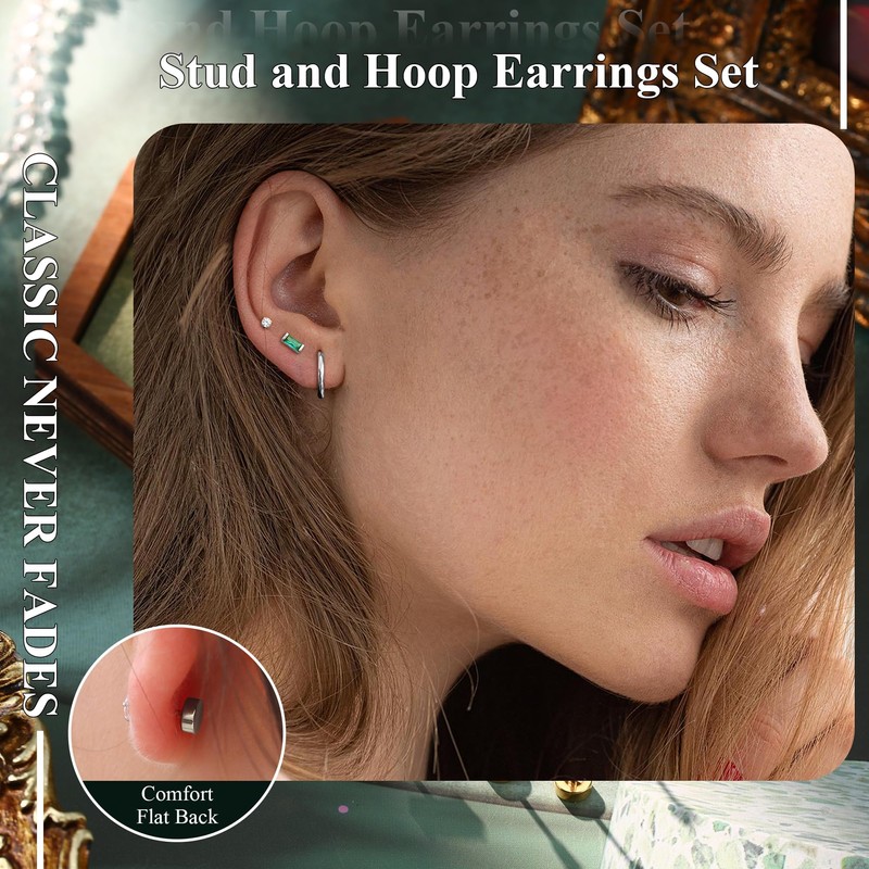 MILACOLATO Gold Silver Stud Hoop Earrings Set for Women Gold