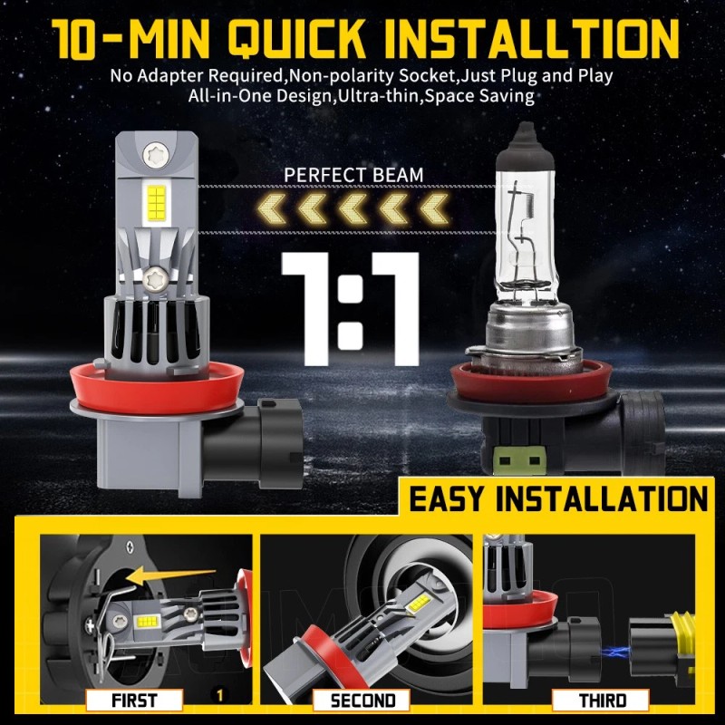 AUIMSOCO H11 H9 H8 LED Headlight Kit Low Beam Bulb