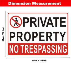 HEIOKEY 2 Pack Large No Trespassing Signs Private Property Aluminum Signs 10x14 Inch No Trespassing Warning Sign for Property Security, Home, Farm, Yard, Business, Indoor & Outdoor Use