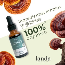 LANDA Extracto Liquido de Hongo Reishi 30 ml Alta Concentración 10:1 Extracto líquido de Hongo Reishi Ganoderma Lucidum