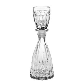 Crystal - Glass -Mouthwash Decanter with 1 oz Cup Stopper - (can use the stopper as a Tumbler) 8" Height - 3 Oz. Decanter - Made in Europe - by Barski