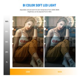 NEEWER 13" LED Video Light Panel, Studio Lighting Kit with Tripod Stand, Dimmable Bi Color Photo Key Light for Streaming Photography Podcast Recording, 3200-5600K CRI97+ 2400Lux/0.5m 8000mAh, NL-192AI