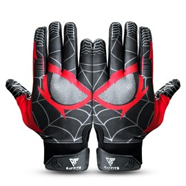 RAYFITS Football Gloves Supar Tacky Grip for Youth Football Gloves & Adult Sizes Football Gloves Youth Boys 8-12 Football Gloves Youth for Peak Performance (Black, Youth Small)