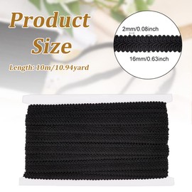 FINGERINSPIRE 11 Yards 16mm Black Braid Trim Polyester Woven Braid Trim Centipede Decorative Gimp Trim Basic Trim for DIY Craft Costume Sewing Curtain Slipcover Home Decoration Accessories