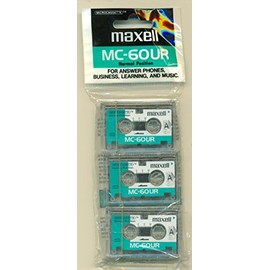 Maxell Microcassette BONUS 3-Pack (MODEL No. #MC-60UR)