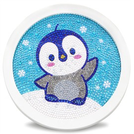 Libfx Diamond Painting Kits for Kids with Round Frame Diamond Art for Kids Girls Boys Beginners Arts and Crafts for Kids Ages 8-12 Christmas Birthday Gifts (Penguin)
