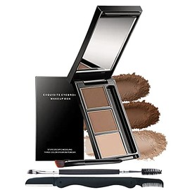 Kit De Maquillaje En Polvo Para Cejas - Paleta De 3 Colores, Polvo Para Cejas De Larga Duración Y Resistente Al Agua, Relleno De Cejas Marrón...      