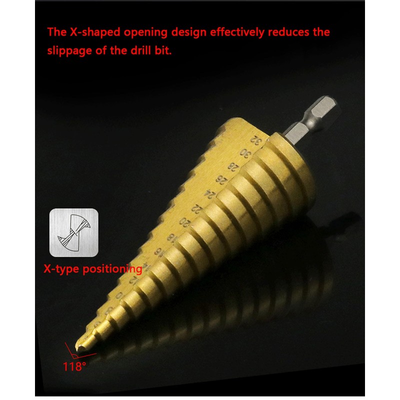 3PCS HSS Step Bits, High Speed Steel Step Drill Bits