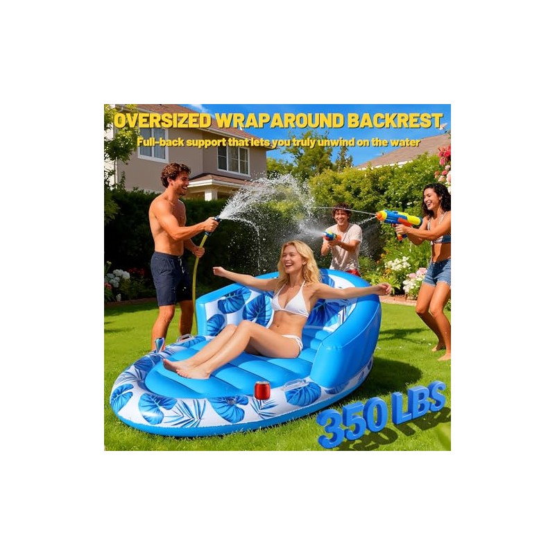 FluSing Inflatable Tanning Pool Lounger Float, 63" x 39" Sunbathing