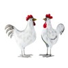 Set of 2 Bird Figures Rooster Hen 21 cm Metal