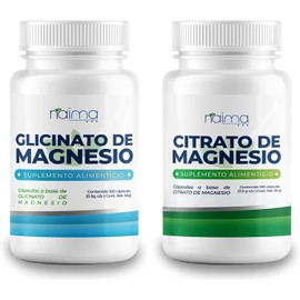 NAIMA Kit de Citrato de Magnesio y Glicinato de Magnesio, 200 Cápsulas por Frasco  Suplemento Alimenticio  Ingredientes Naturales  Puro, Alta