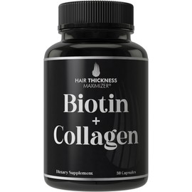 Biotin and Collagen Supplement – 10,000mcg Biotin + Bovine Collagen for Thinning & Brittle Hair. Advanced 2-in-1 Vitamin Complex. Supports Thicker, Healthier Hair Growth for Women, Men