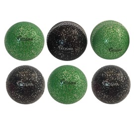 Kosma Set of 6 Windball Cricket Ball | Soft Training Sparkle Shine Glitter Balls for Coaching Practice- Colour: 3Pc Green, 3Pc Black