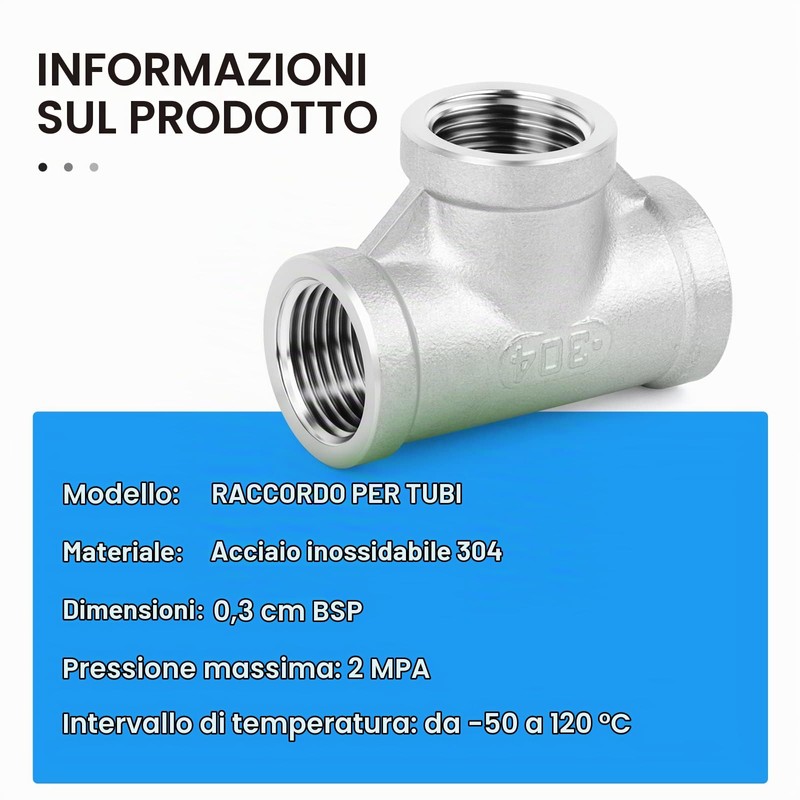 ERGAOBOY Raccordi per tubi a T in acciaio inossidabile da