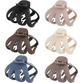 6Pcs Octopus Hair Clips Matte Hair Claws Hair Clips,Large Octopus Clip Non-slip Big Spider Hair Claws,Double Row Teeth Hair Clips Small Claw Clips,Double Teeth Octopus Large Grip Hair Clips for Girl