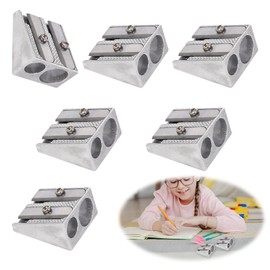 6 Pack Pencil Sharpeners, Metal Pencil Sharpeners with 2 Holes, Crayon Sharpener, Aluminum Alloy Sharpener Pocket Size, Home Office Stationery Sharpener