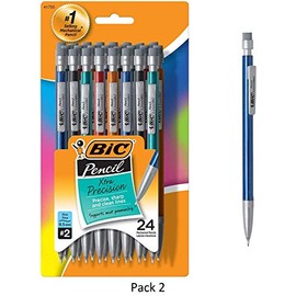BIC Xtra-Precision Mechanical Pencil Metallic Barrel Fine Tip (0.5mm) - 24 Pack - Set of 2