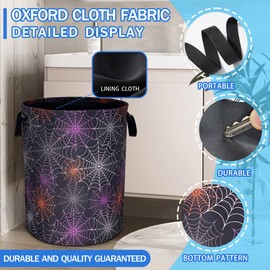 Spider Web Laundry Basket Gothic Print Oxford Cloth Laundry Hamper With Handle Foldable Portable Clothes Storage Basket 18.9 X 16.5 In Storage Bag For Laundry Room/Bathroom/Bedroom/Dormitories