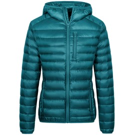 wantdo Women's Light Down Jackets Insulated Puffer Jacket (Teal Blue, XX-Large)