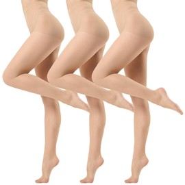 Aaronano 20D Transparent Tights High Waist Nylon Women's Tights Black Natural 3 Pairs, 3 pairs of black, L