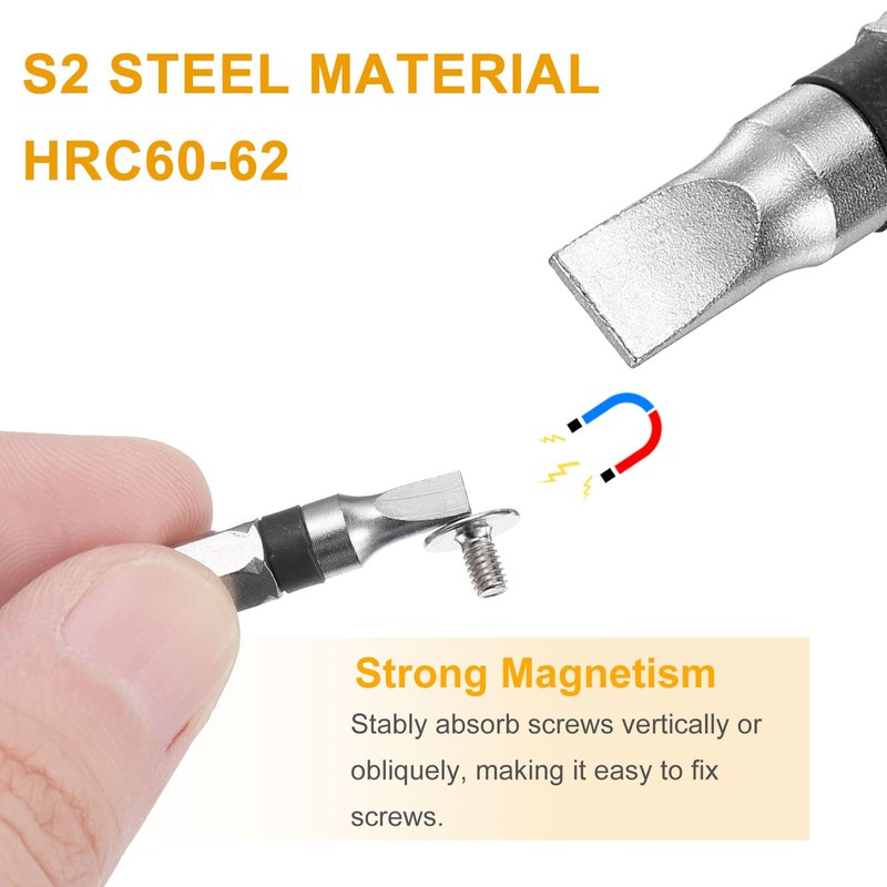 sourcing map 5pcs Slotted Screwdriver Bit SL6 1/4" Hex Shank