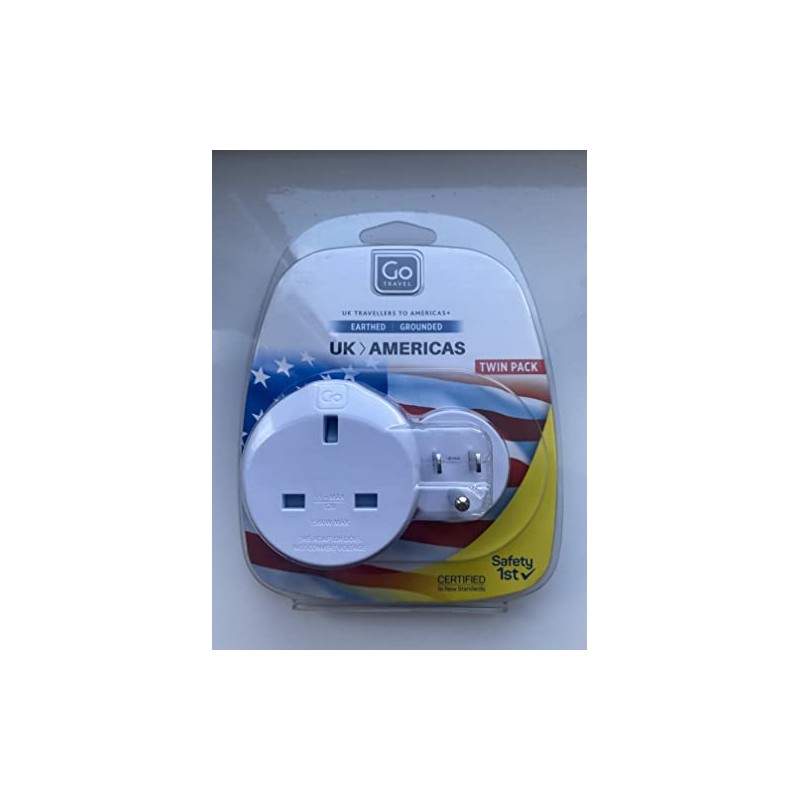 Go Travel Earthed Twin UK to USA/Canada Adaptor Ref 527