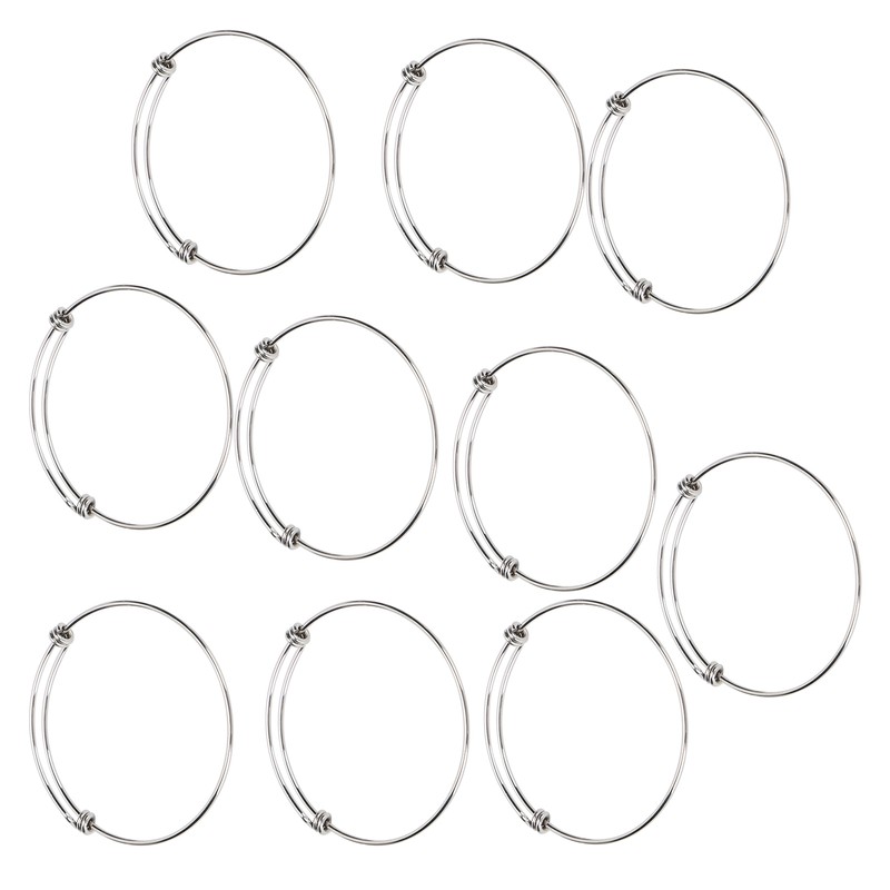 10Pcs Stainless Steel Bangle 1.6mm Adjustable Expandable Coil Bracelet DIY