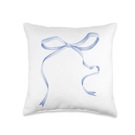 Cute Coquette Blue Bow Aesthetic Girl Women Pattern Decor Throw Pillow