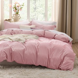 Bedsure Pink Twin Duvet Cover Set - Soft Prewashed Duvet Cover Twin Size, 2 Pieces, 1 Duvet Cover 68x90 Inches with Zipper Closure and 1 Pillow Sham, Comforter Not Included