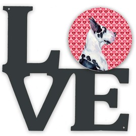 Caroline's Treasures Dane Hearts Valentine's Day Portrait Metal Artwork Love Wall-Decor, Multicolor