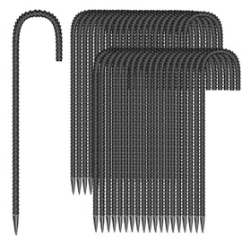 40 Pieces 12-Inch Garden Ground Stakes Galvanized Steel J Shape Hook Rebar Stakes - Heavy Duty Ground Anchors for Tents, Position Stakes Kits,Fences Stakes, and Trampolines Stakes