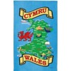 Elgate Welsh Wales Map Tea Towel Souvenir Gift Cymru Rhyl