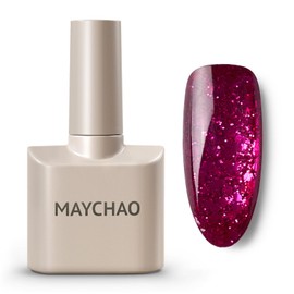 MAYCHAO 15ML Dark Pink Glitter Gel Nail Polish 1Pc Hot Pink Glitter Gel Polish Soak off Gel Polish Nail Art Manicure Salon DIY at Home, 0.5 OZ