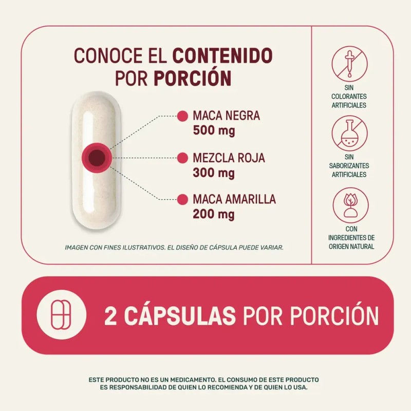 Maca Mix - Maca Negra, Amarilla y Roja 240 Cápsulas