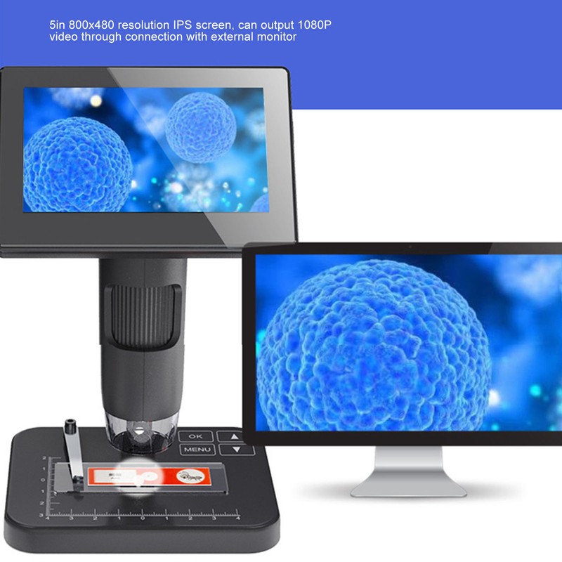 Digital Microscope with 5in IPS Screen USB 1080P 1000X Magnification