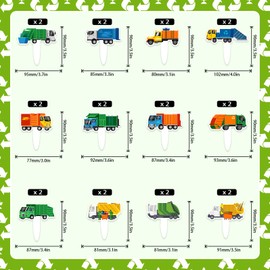 24 Pcs Garbage Truck Cupcake Toppers Set Sanitation Theme Happy Birthday - Kids Sanitation Truck Party, Waste Management Recycling Party, Baby Shower Party Decorations Boy and girl will love - LIANGSS