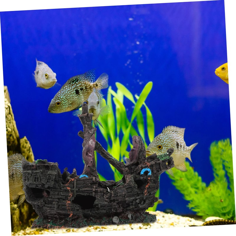 Zerodeko Shipwreck Aquarium Decor Underwater Shipwreck Craft for Fish Tank