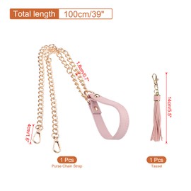 PATIKIL Purse Chain Strap, 39 Inch Leather Chain Straps Purse Strap Replacement with Tassel for Crossbody Bag Handbag Woman, Pink/Gold