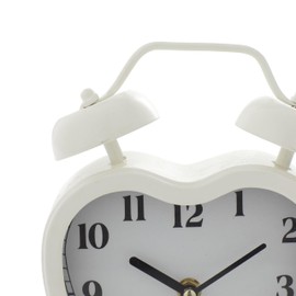Deco 79 Metal Heart Clock with Bell Style Top, 7" x 3" x 8", White