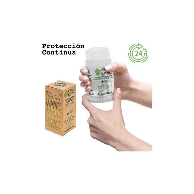 Vital Green Desodorante Cristal Con Aloe 100gr (paq 3 Unds)