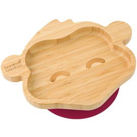 bamboo bamboo ® Baby Plate– Kids and Toddler Suction Cup Bamboo Plate for Babies | Non-Toxic | Cool to The Touch | Ideal for Baby-Led Weaning (Monkey, Blue)