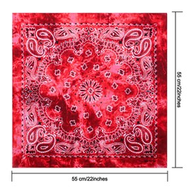 URATOT 6 Pack 22 x 22 Inch Tie Dye Bandana Cotton Paisley Bandanas Headbands Cowboy Handkerchiefs for Men and Women