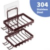 Moforoco Brown Double Soap Bar Holder for Shower, No Drilling,