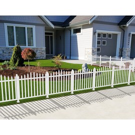 Coarbor 2 Sets 84"x34.6" Vinyl Picket Fence Panels White Scalloped PVC Garden Decorative Fence for Yard Border Vinyl Outdoor Fence Pet Barrier Temporary Small Dog Fence (20x2 Pickets)