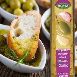Mantova Organic Garlic Flavored Extra Virgin Olive Oil, 8.5 oz, (Pack of 3)